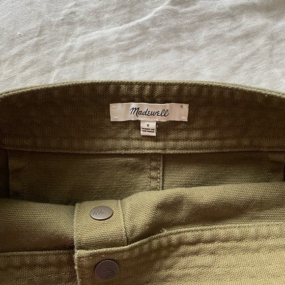 Madewell Olive Green Button-Front Skirt Size 6 - Picture 3 of 3